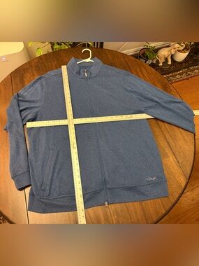 Greg Norman Collection Heathered Blue Full-Zip Sweater